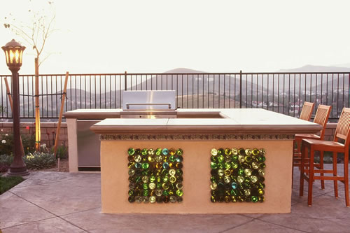 © Scott Cohen Decorative Concrete BBQ Beverage Center Pergola    Grill Wine Decorations Wine Bottle Lighting Unique outdoor lighting Stainless    Steel 2