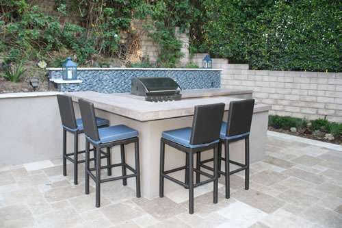 © Scott Cohen Decorative Concrete BBQ Beverage Center Stainless    Steel Grill Embeds tile backsplash Sink bar seating 3