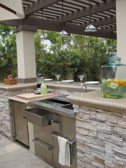 © Scott Cohen Stonework Decorative Concrete BBQ Beverage Center    Pergola Grill Embeds Outdoor Sink 5