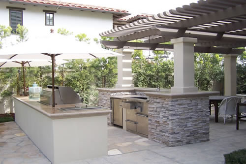 © Scott Cohen Stonework Decorative Concrete BBQ Beverage Center    Pergola Grill Embeds Outdoor Sink 6