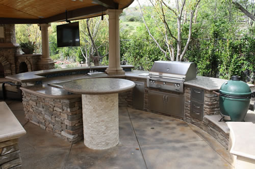 © Scott Cohen Stonework Decorative Concrete BBQ Beverage Center    Pergola Grill Embeds Outdoor Sink Green Egg Gazebo 1
