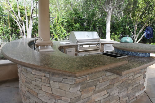 © Scott Cohen Stonework Decorative Concrete BBQ Beverage Center    Pergola Grill Embeds Outdoor Sink Green Egg Gazebo 3